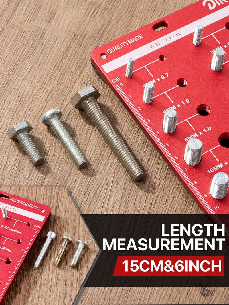 DRIRON Thread Checker, 28 Nut and Bolt Thread Checker, Premium 14 Metric & 14 Standard Identibolt, Bolt and Nut Identifier Gauge, Accurate Thread Gauge with Centimeters and Inches Scales on Both Sides - Image 4